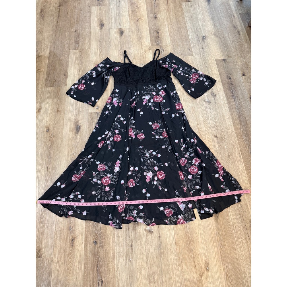 Torrid Floral Corset Lace Top Maxi Dress Womens 20 Black Pink Boho Whimsigoth - Picture 5 of 10